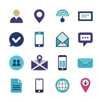 Contact Us icon set collection for websites and mobile applications vector