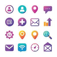 Contact Us icon set collection for websites and mobile applications vector