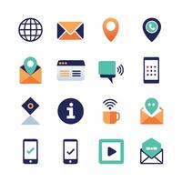 Contact Us icon set collection for websites and mobile applications vector