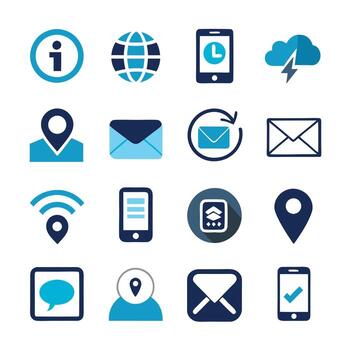 Contact Us icon set collection for websites and mobile applications vector