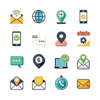 Contact Us icon set collection for websites and mobile applications vector