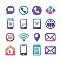 Contact Us icon set collection for websites and mobile applications vector