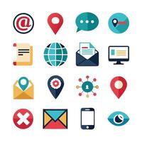 Contact Us icon set collection for websites and mobile applications vector