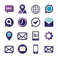 Contact Us icon set collection for websites and mobile applications vector