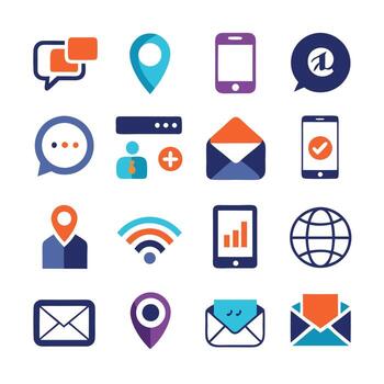 contacto nosotros icono conjunto colección para sitios web y móvil aplicaciones vector