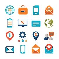 Contact Us icon set collection for websites and mobile applications vector