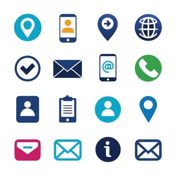 contacto nosotros icono conjunto colección para sitios web y móvil aplicaciones vector