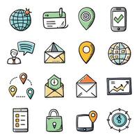 Contact Us icon set collection for websites and mobile applications vector