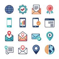 Contact Us icon set collection for websites and mobile applications vector