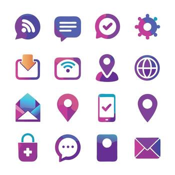Contact Us icon set collection for websites and mobile applications vector
