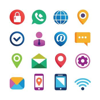 Contact Us icon set collection for websites and mobile applications vector