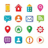 Contact Us icon set collection for websites and mobile applications vector