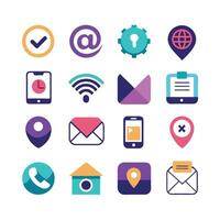 Contact Us icon set collection for websites and mobile applications vector