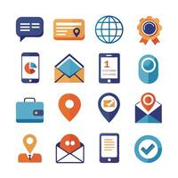 Contact Us icon set collection for websites and mobile applications vector