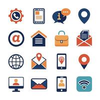 Contact Us icon set collection for websites and mobile applications vector