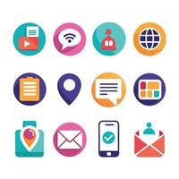 Contact Us icon set collection for websites and mobile applications vector