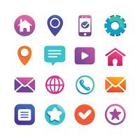 Contact Us icon set collection for websites and mobile applications vector