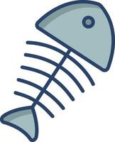 Fish bone linear color illustration vector