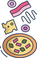 falling pizza linear color illustration vector