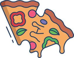 pizza slices linear color illustration vector