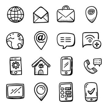 Contact Us icon set collection for websites and mobile applications vector