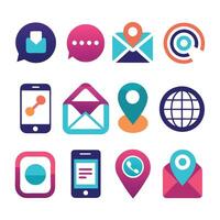 Contact Us icon set collection for websites and mobile applications vector