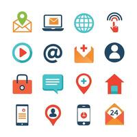 Contact Us icon set collection for websites and mobile applications vector