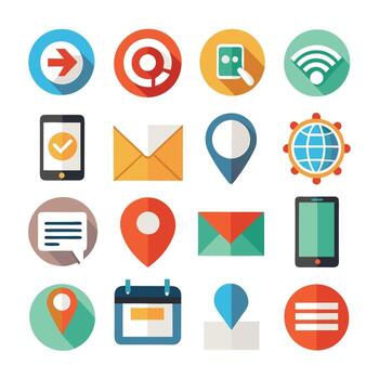 contacto nosotros icono conjunto colección para sitios web y móvil aplicaciones vector