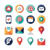 Contact Us icon set collection for websites and mobile applications vector
