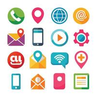 Contact Us icon set collection for websites and mobile applications vector