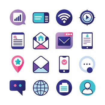 Contact Us icon set collection for websites and mobile applications vector