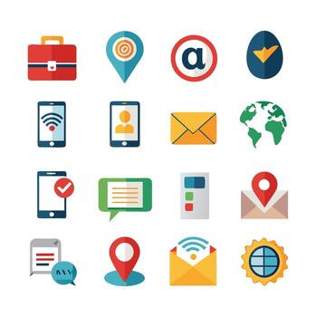 contacto nosotros icono conjunto colección para sitios web y móvil aplicaciones vector