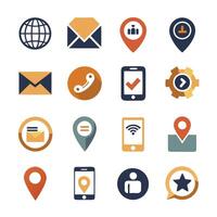 Contact Us icon set collection for websites and mobile applications vector