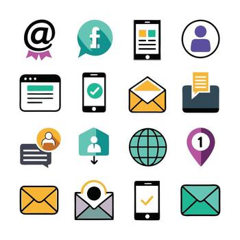 contacto nosotros icono conjunto colección para sitios web y móvil aplicaciones vector