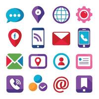 Contact Us icon set collection for websites and mobile applications vector