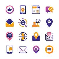 Contact Us icon set collection for websites and mobile applications vector
