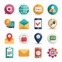 Contact Us icon set collection for websites and mobile applications vector