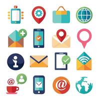 Contact Us icon set collection for websites and mobile applications vector
