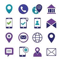 Contact Us icon set collection for websites and mobile applications vector