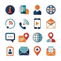 Contact Us icon set collection for websites and mobile applications vector
