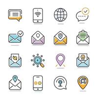 Contact Us icon set collection for websites and mobile applications vector