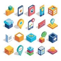 Contact Us icon set collection for websites and mobile applications vector