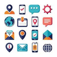 Contact Us icon set collection for websites and mobile applications vector