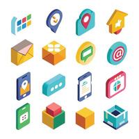 Contact Us icon set collection for websites and mobile applications vector