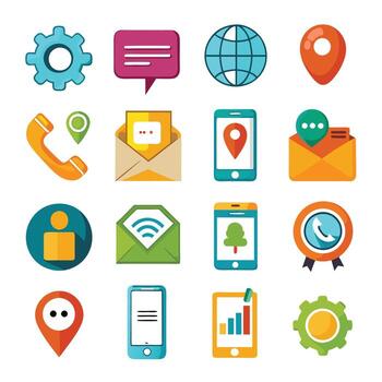 Contact Us icon set collection for websites and mobile applications vector