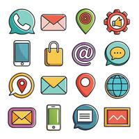 Contact Us icon set collection for websites and mobile applications vector
