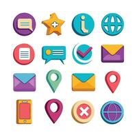 Contact Us icon set collection for websites and mobile applications vector
