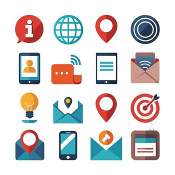 Contact Us icon set collection for websites and mobile applications vector