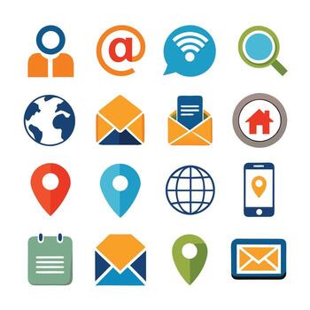 Contact Us icon set collection for websites and mobile applications vector