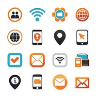 Contact Us icon set collection for websites and mobile applications vector